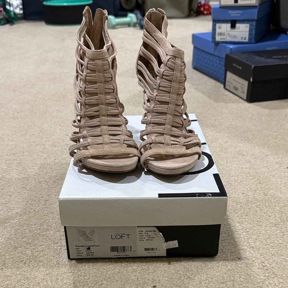 LOFT Women's Beige Strappy Heels
